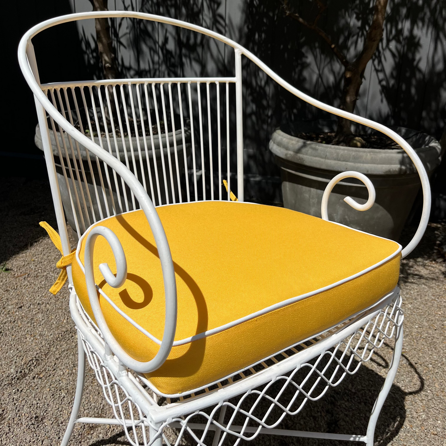 French style wrought iron outdoor setting with new custom cushions