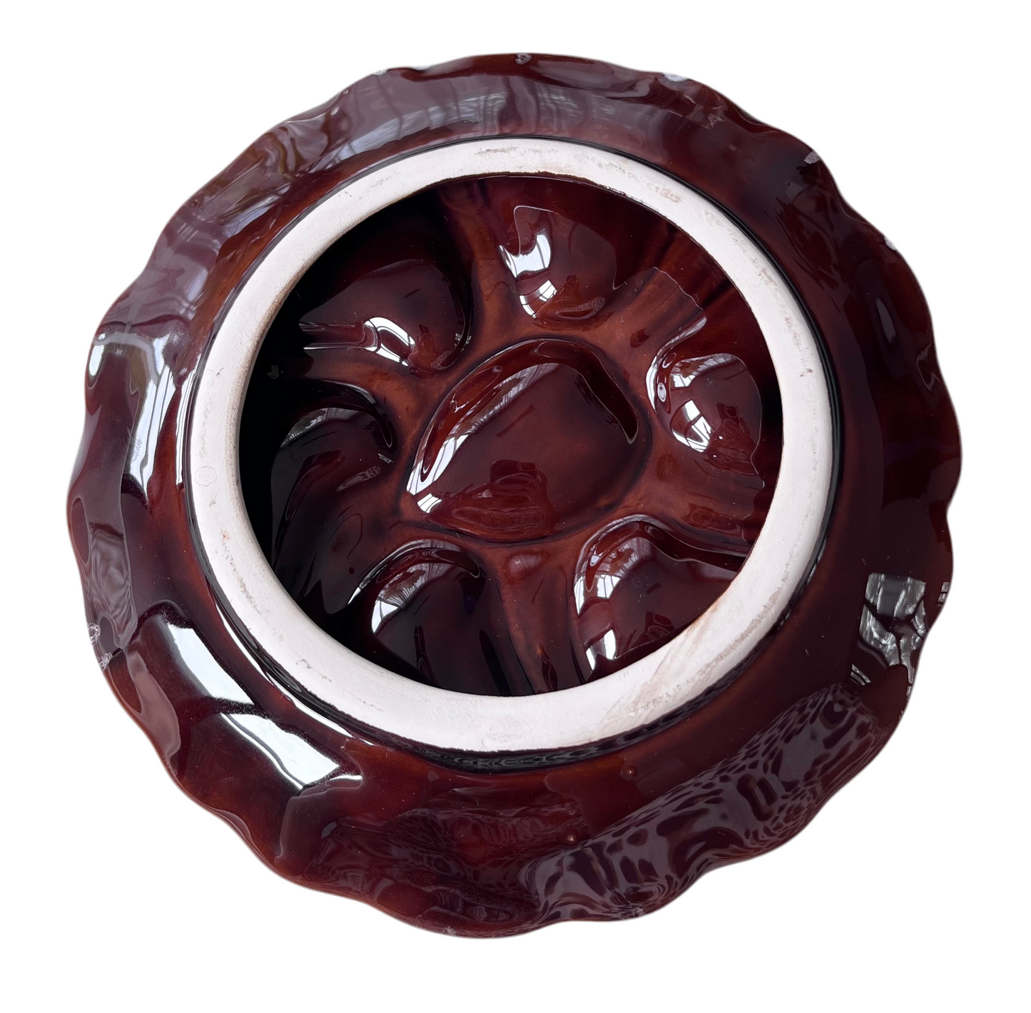 Vintage Vallauris oyster plate in burgundy