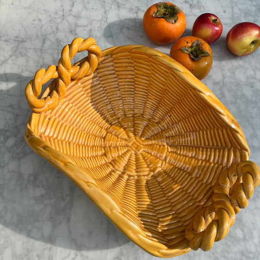 Vintage Vallauris woven ceramic basket