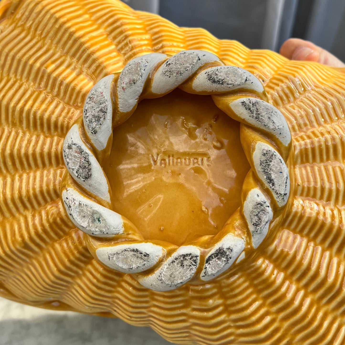 Vintage Vallauris woven ceramic basket