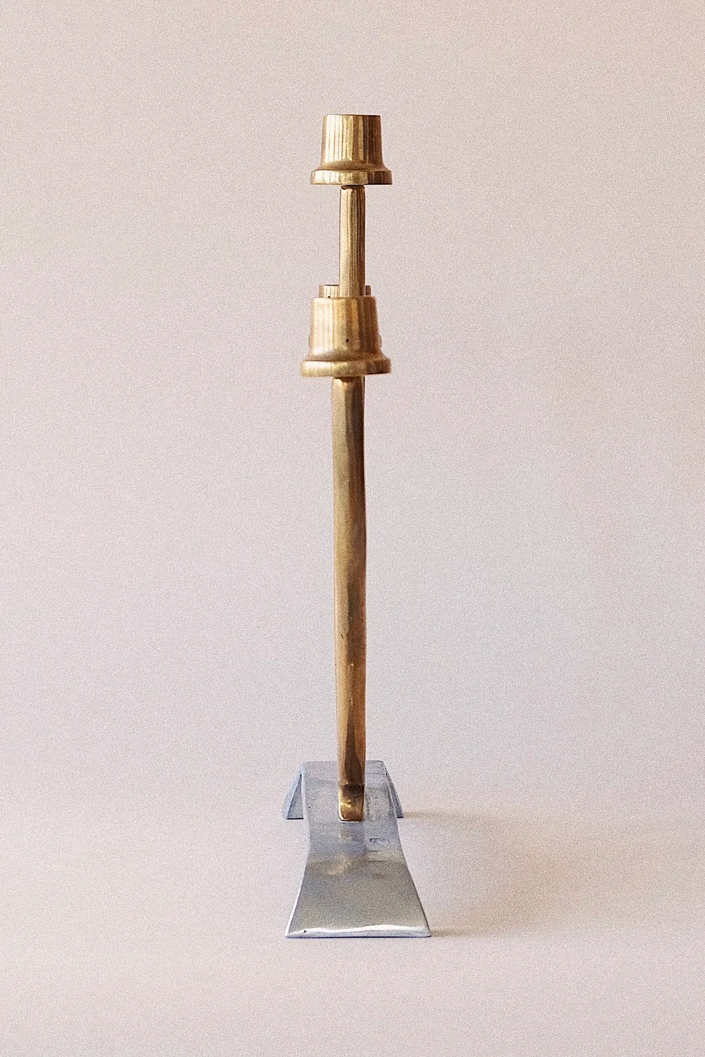 David Marshall Brutalist pewter and brass candelabra