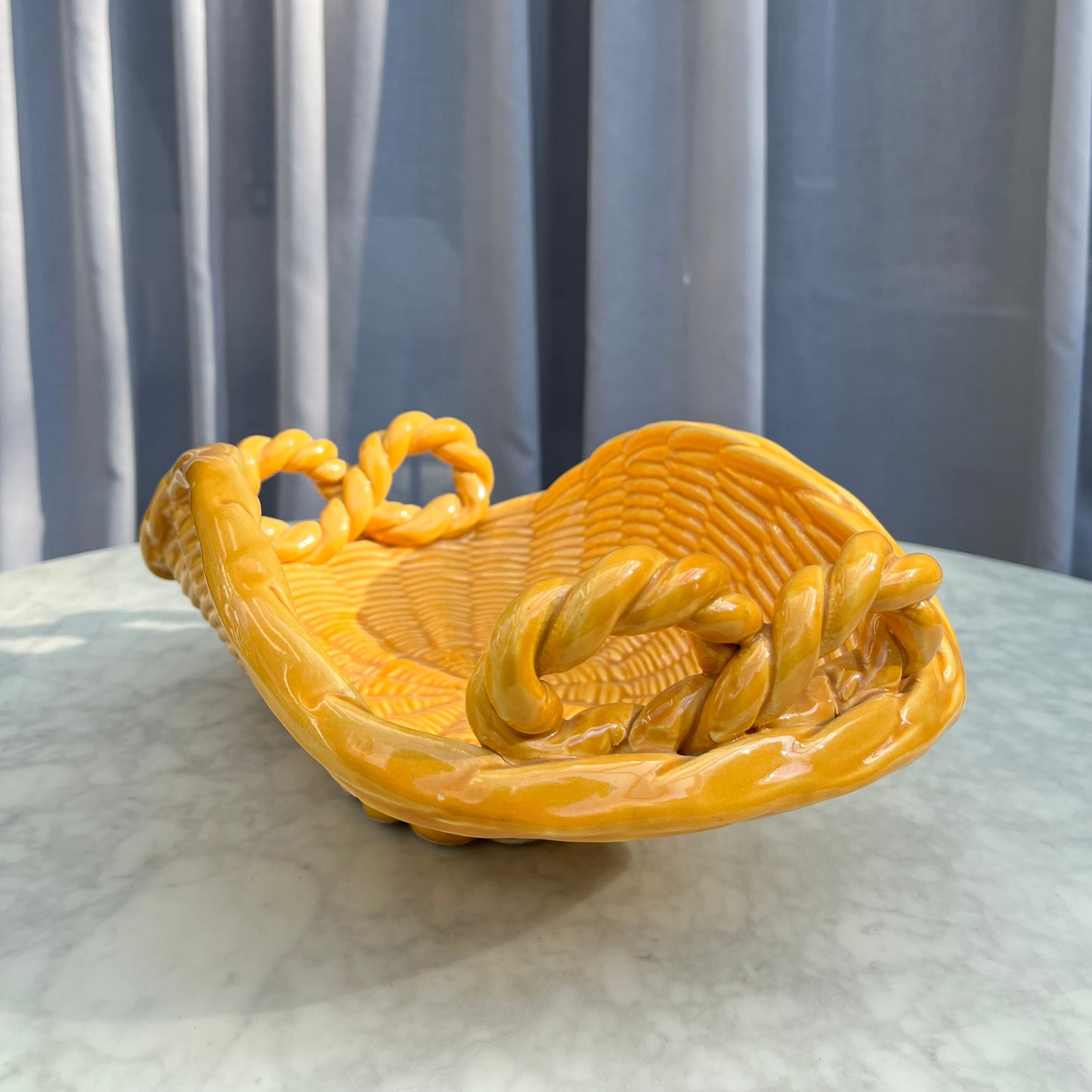 Vintage Vallauris woven ceramic basket