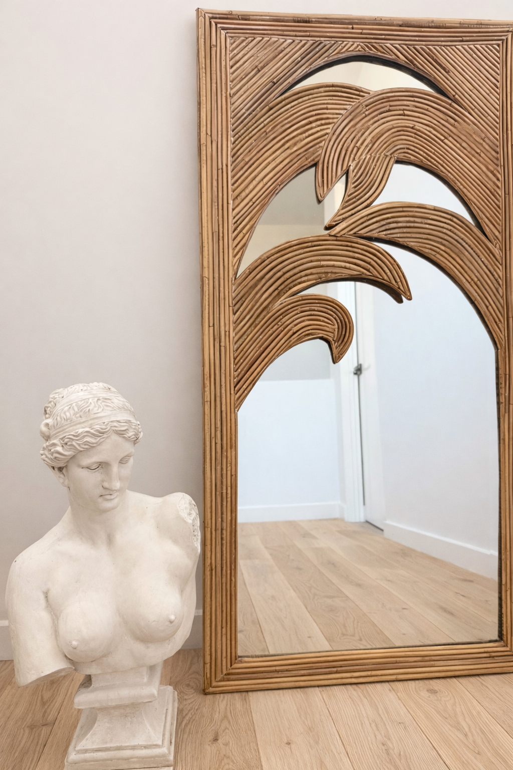 Vintage Vivai del Sud inspired bamboo wall mirror