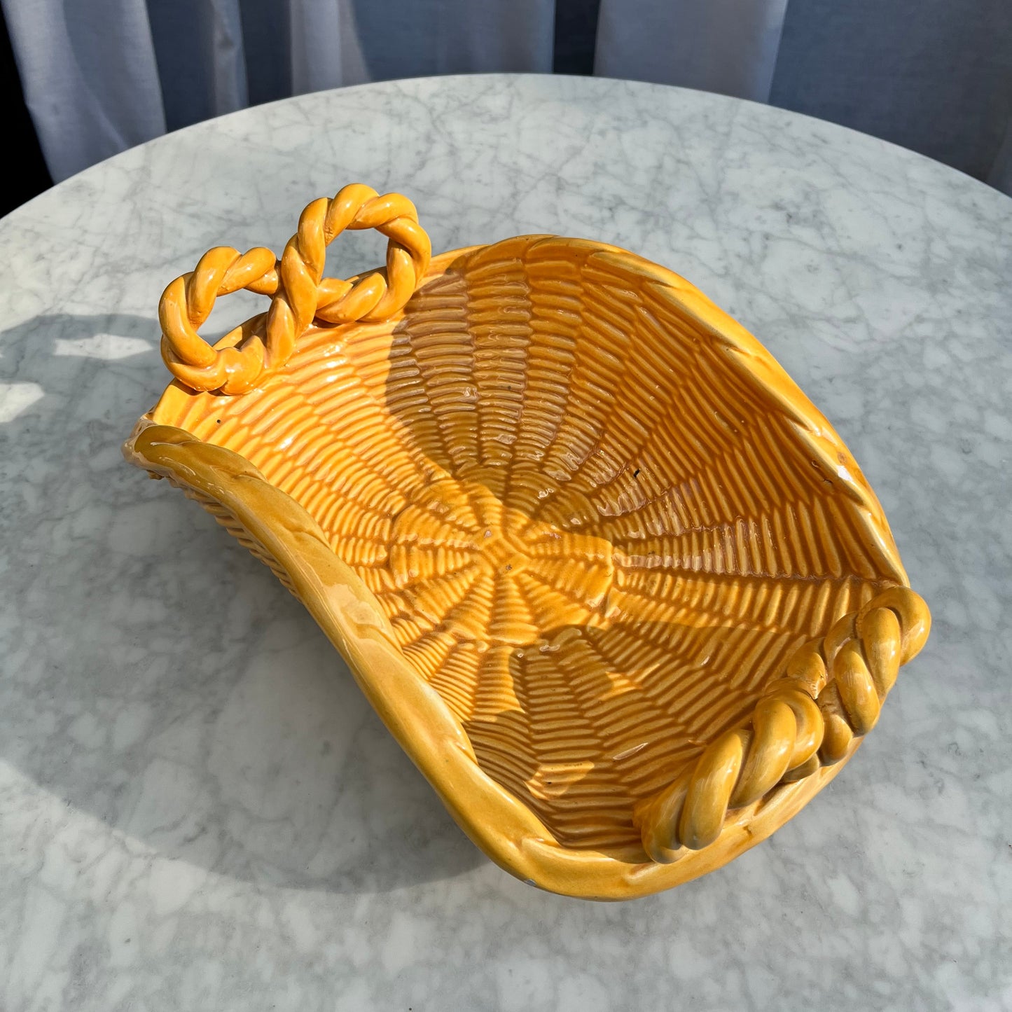Vintage Vallauris woven ceramic basket