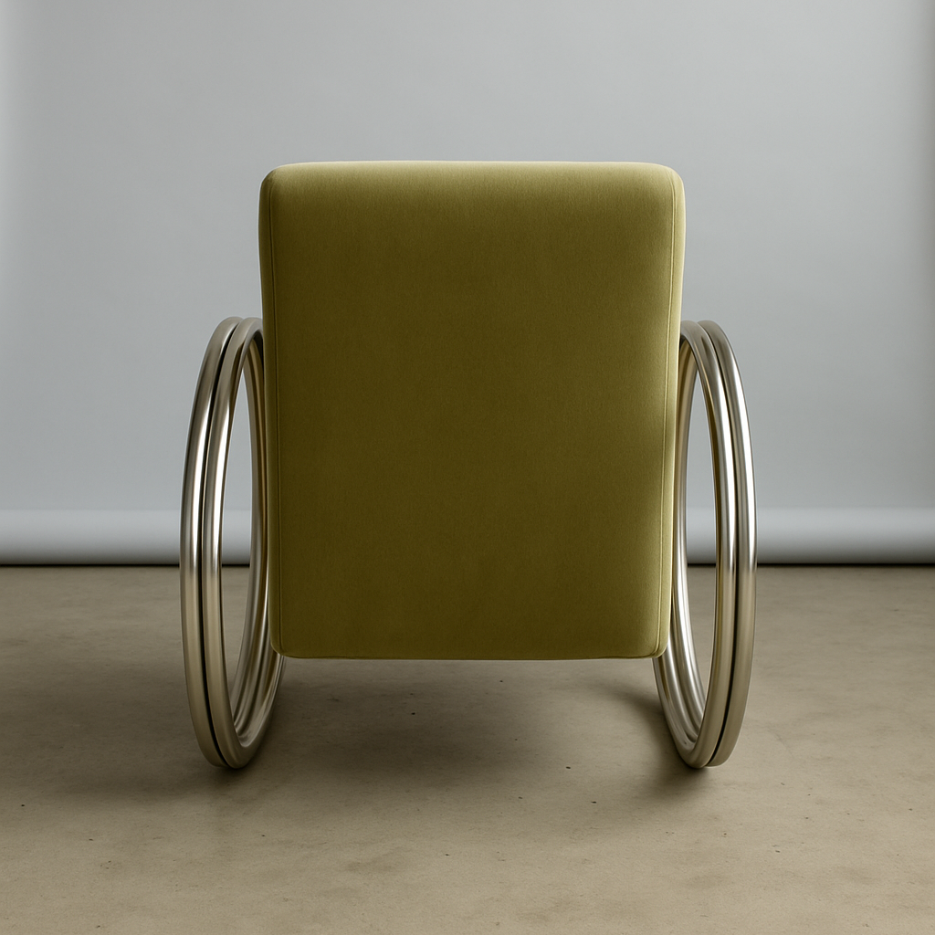 Mid-Century tubular chrome armchair in sage green
