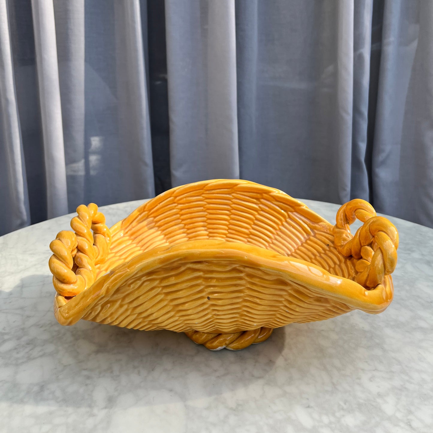 Vintage Vallauris woven ceramic basket