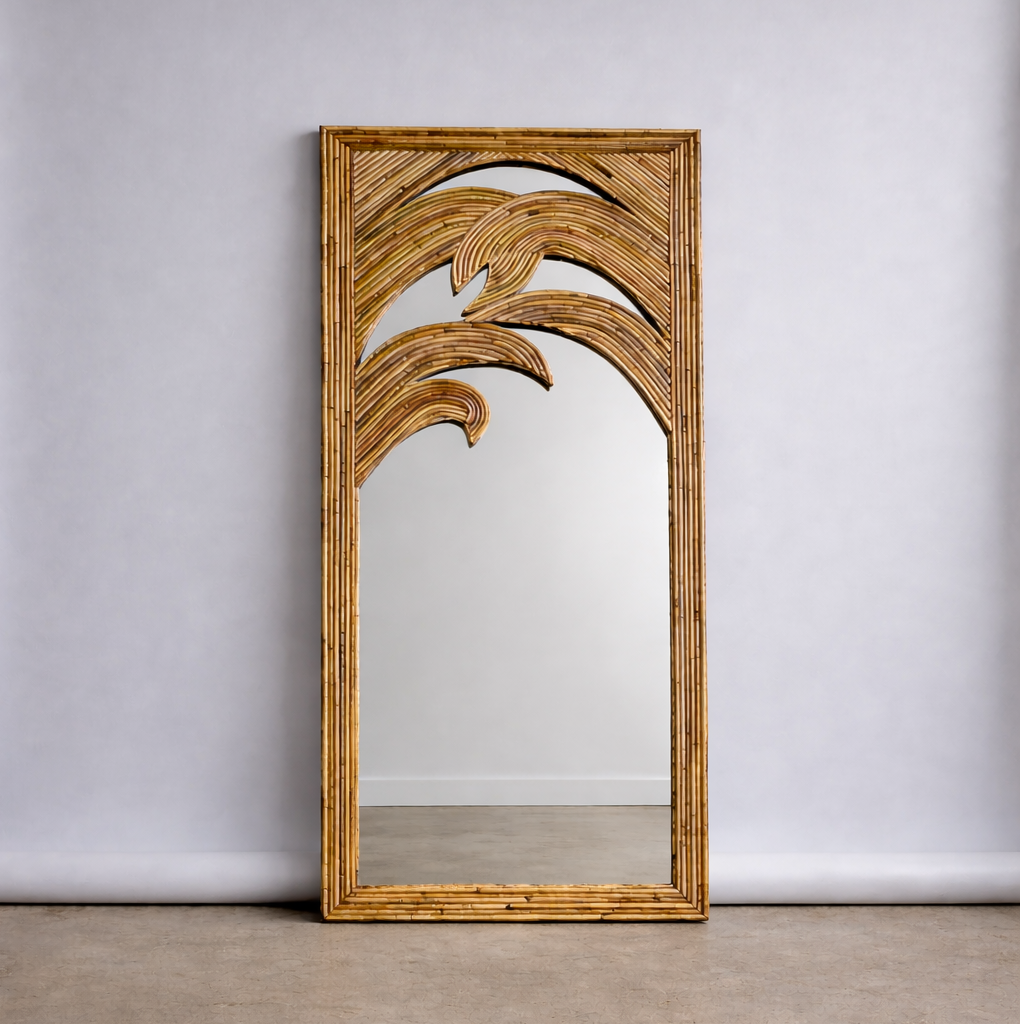 Vintage Vivai del Sud inspired bamboo wall mirror