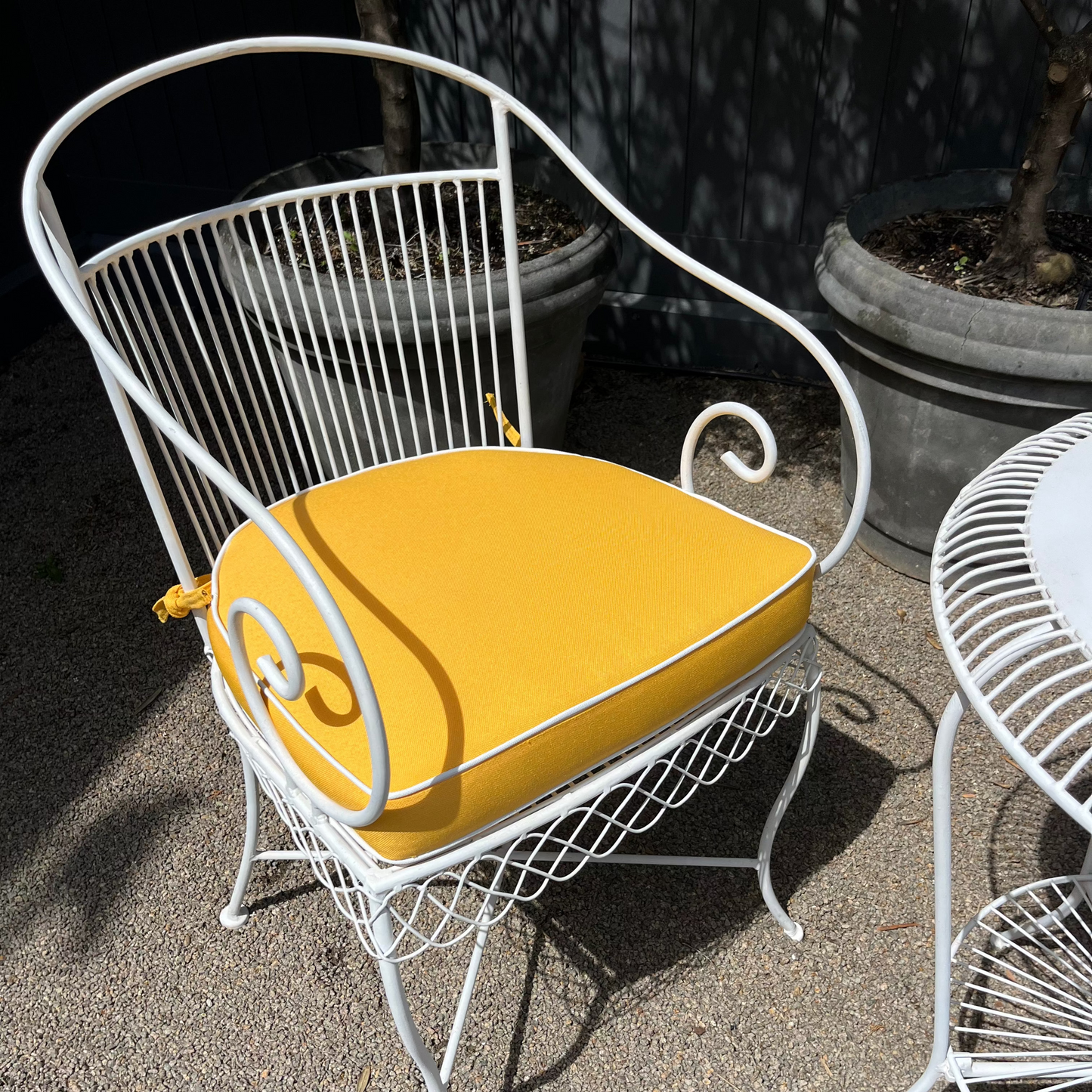 French style wrought iron outdoor setting with new custom cushions