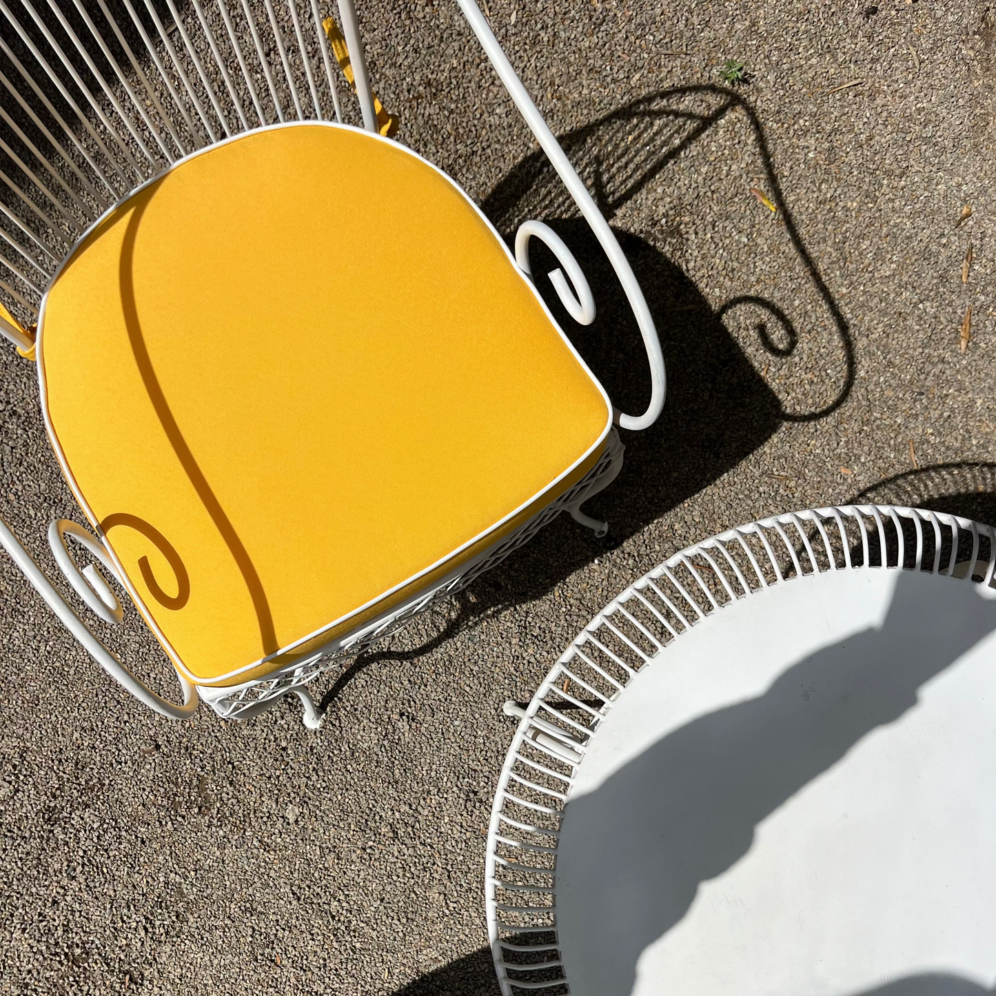 French style wrought iron outdoor setting with new custom cushions