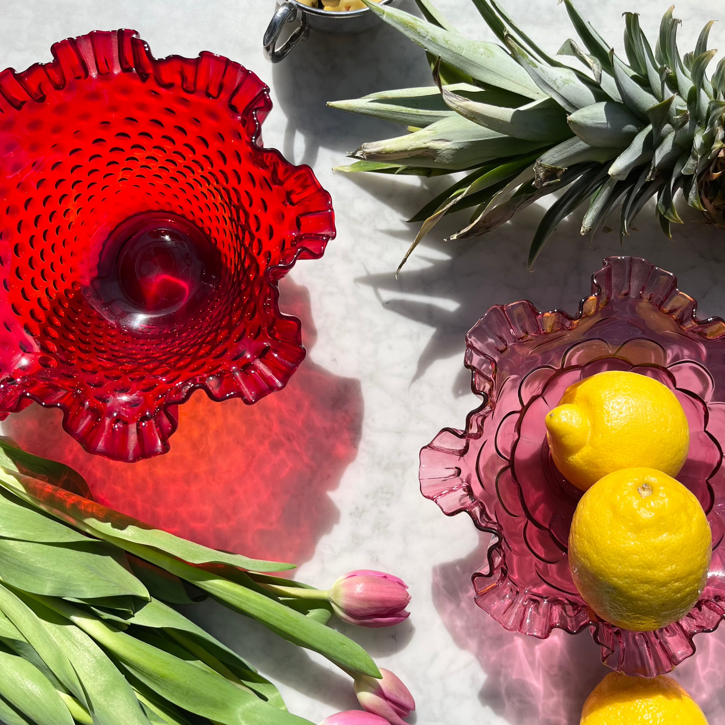Fenton red art glass bowl - Large