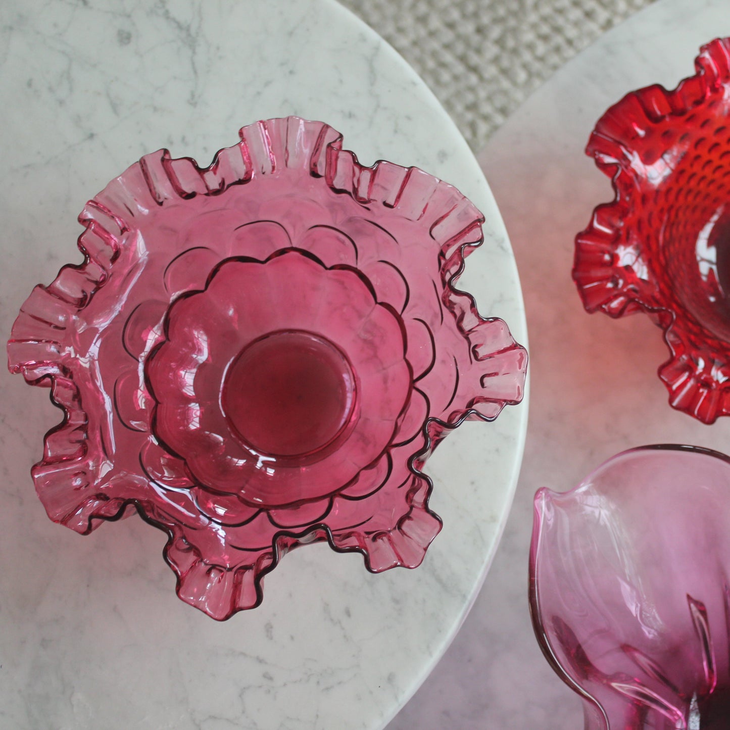 Fenton cranberry art glass bowl - large