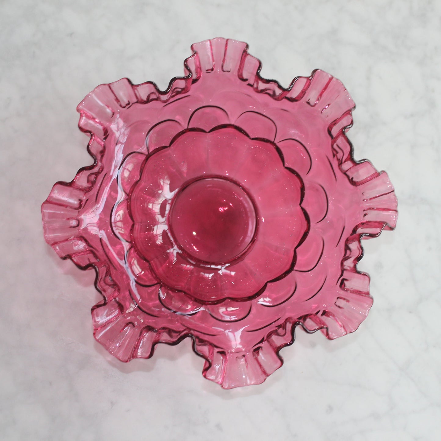 Fenton cranberry art glass bowl - large