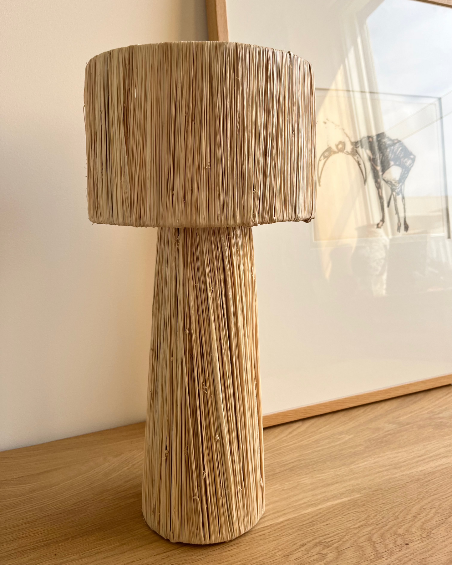 Raffia table lamp - Tall