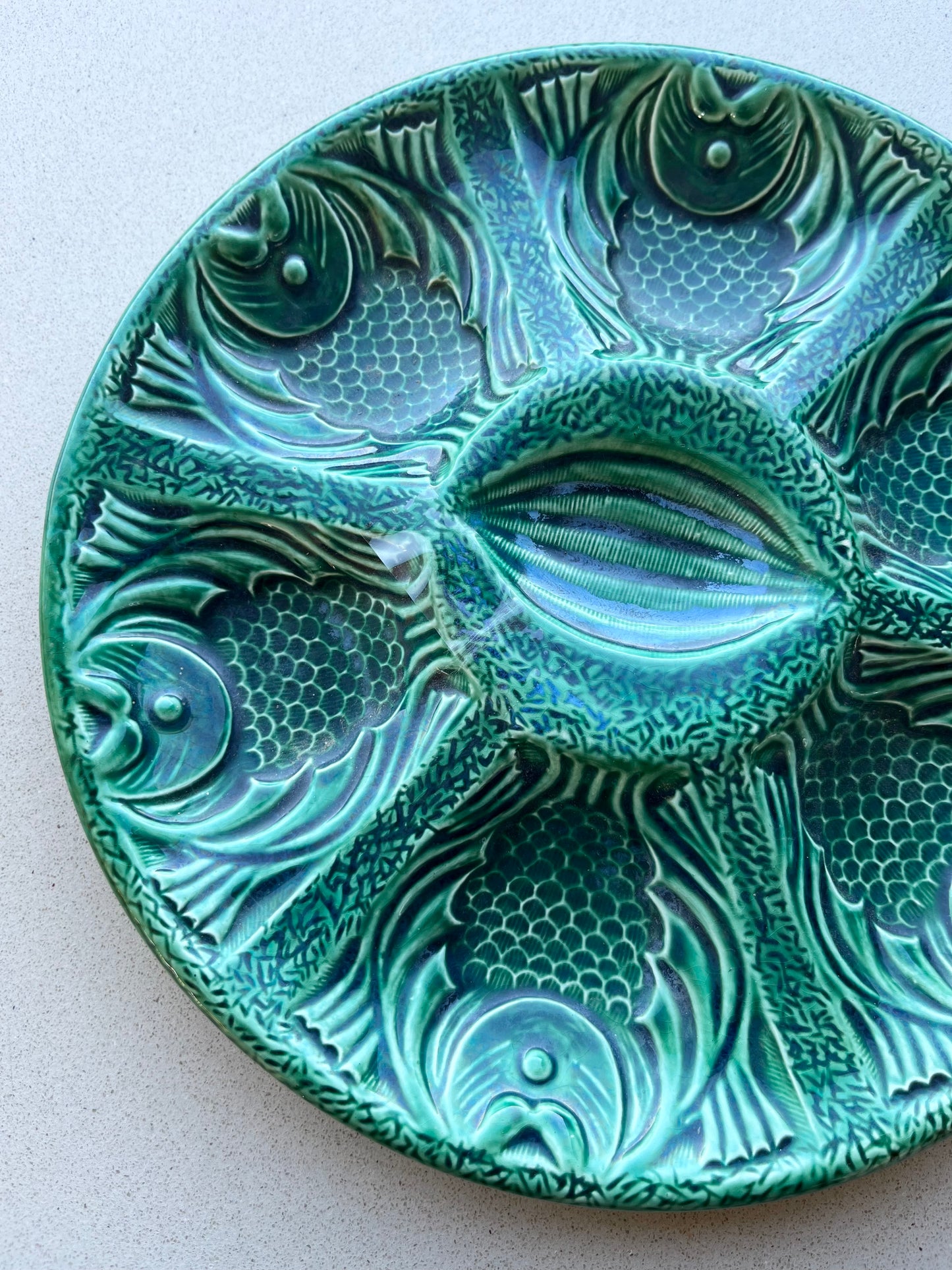 Vintage Emerald Green Fish Plate