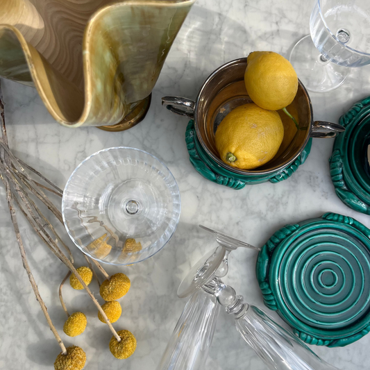 Emerald green coasters by Sarreguemines